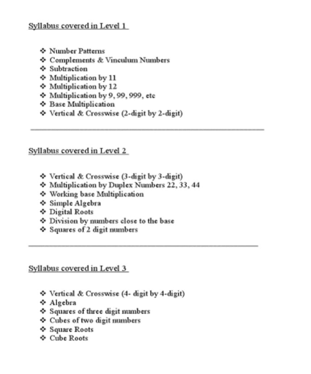 Vedic Syllabus